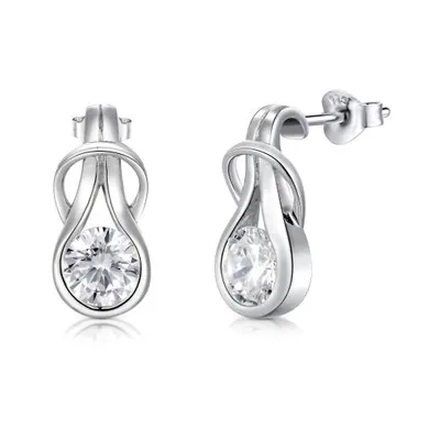 Sterling Silver Cubic Zirconia Knot Earrings