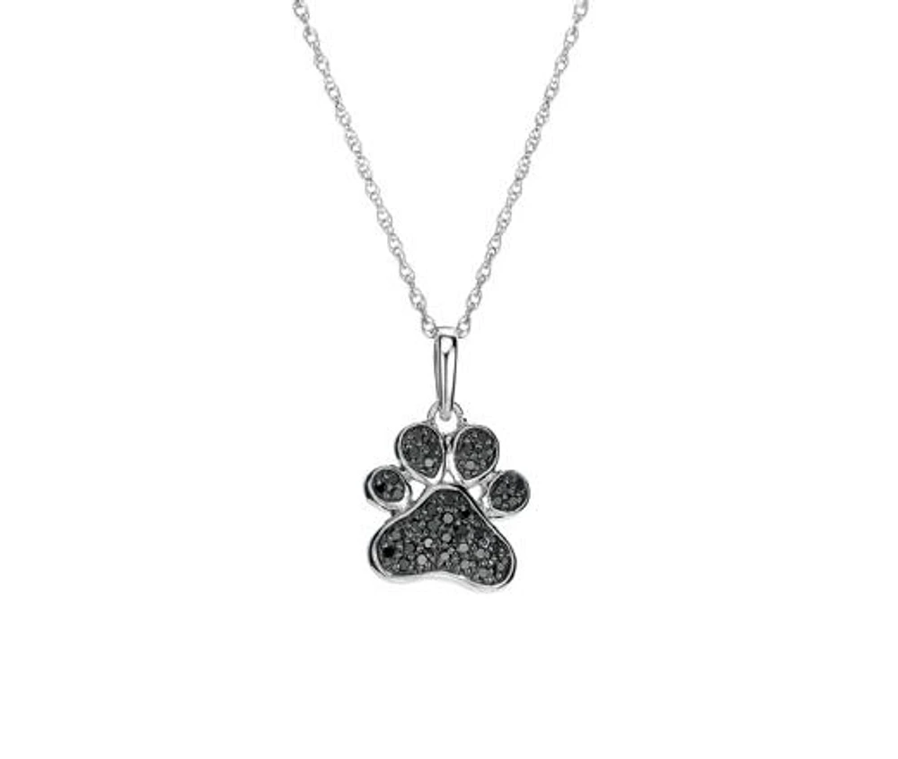 Midnight Diamond 0.25CTW Paw Necklace