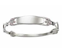 Children's Sterling Silver Adjustable Pink Flowers Bangle