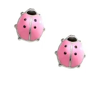 Children's Sterling Silver Ladybug Safety Back Earrings