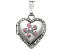 Children's Sterling Silver 15" Pink Flowers Locket