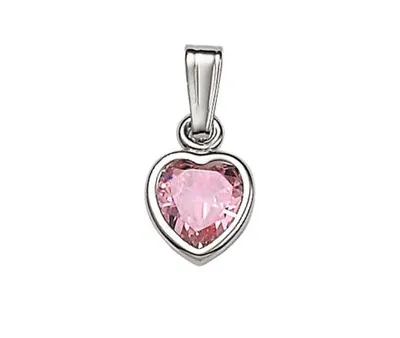 Children's 10K White Gold 13" Pink Cubic Zirconia Heart