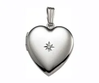 Sterling Silver 18" Diamond Set Heart Locket