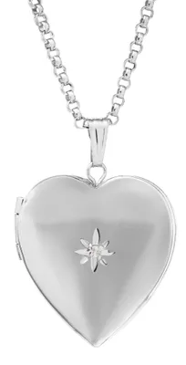 Sterling Silver 18" Diamond Set Heart Locket