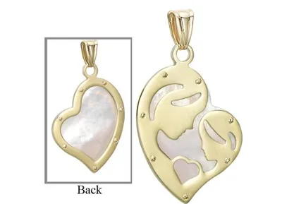 10KY Mother of Pearl Mom & Child Pendant