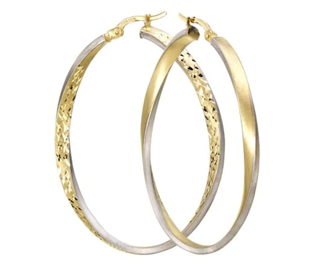 10K Two-Tone Hoop Earrings