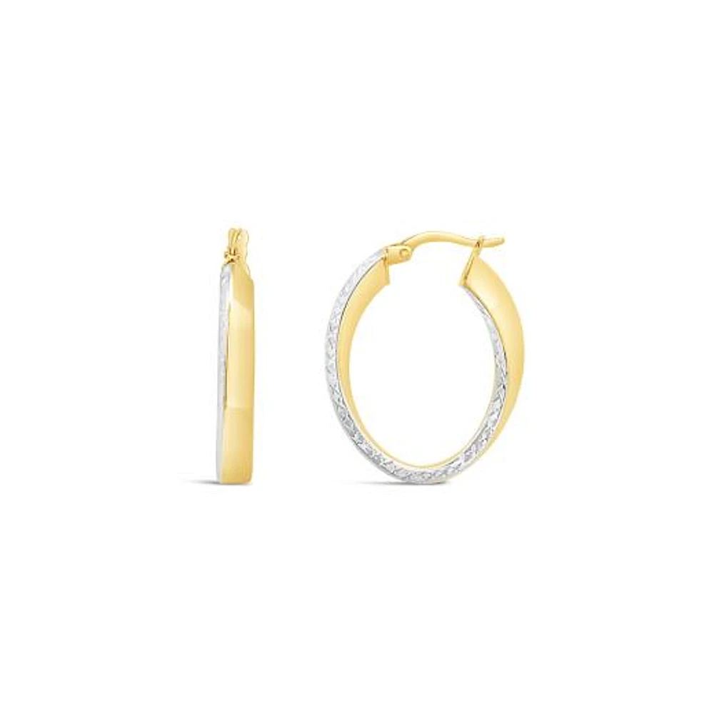 10K Two-Tone Hoop Earrings