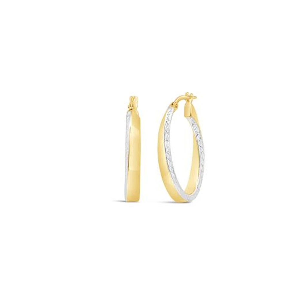 10K Two-Tone Hoop Earrings