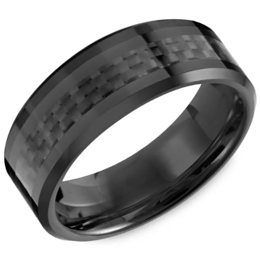 8mm Black Ceramic & Carbon Fibre Band