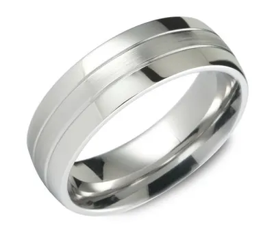 7mm Ridged White Cobalt Ring