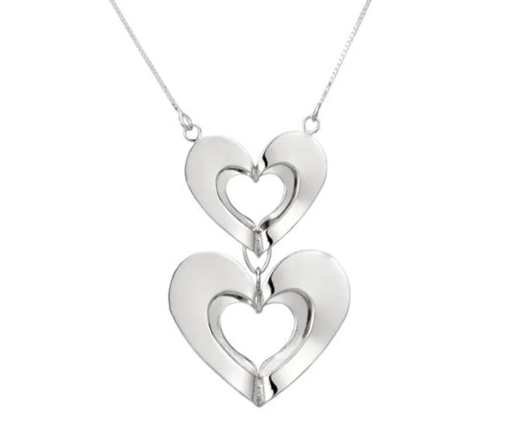 10K White Gold Pave Heart with 18" Box Chain