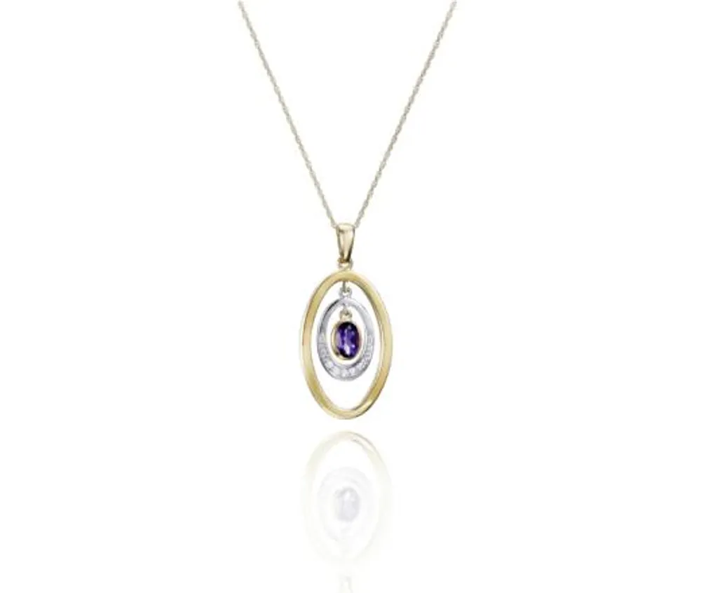 10K Yellow & White Gold Amethyst Pendant