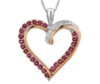 Sterling Silver Rose Plated Created Pink Sapphire & Diamond Pendant