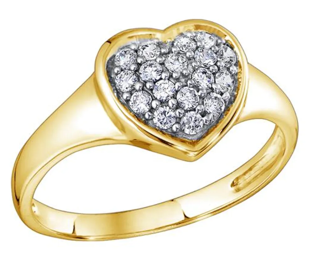 10K Yellow Gold Swarovski Cubic Zirconia Heart Ring