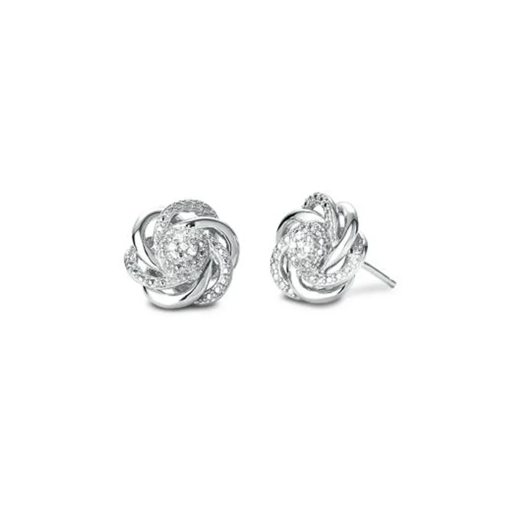 Loveknot 0.02CTW Sterling Silver Studs