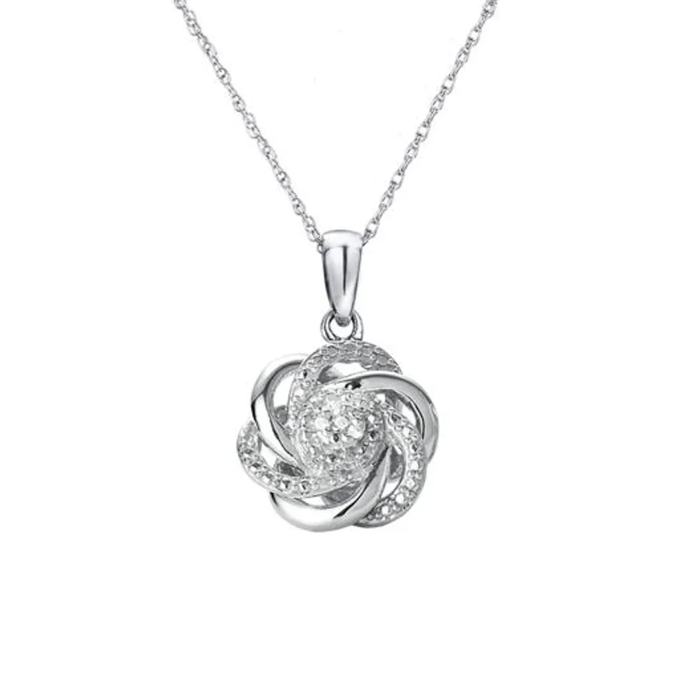 Sterling Silver Diamond Love Knot Pendant