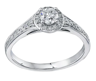 Glacier Fire Canadian Diamond 10K White Gold 0.10CTW Halo Ring