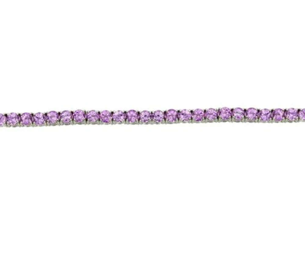 Sterling Silver Created Pink Sapphire Bracelet