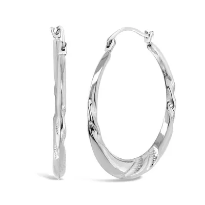 10K White Gold 20mm Rounded Creole Earrings