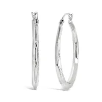 10K White Gold Pattern Creole Earrings