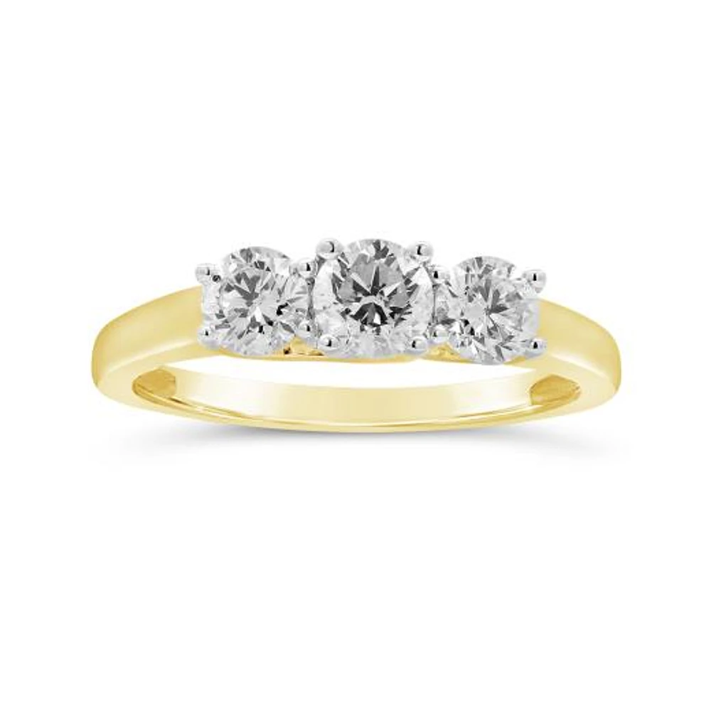 Tradition Yellow Gold 1.00CTW Three-Stone Diamond Anniversary Ring