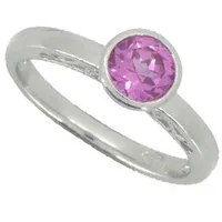 Sterling Silver Created Pink Sapphire Ring