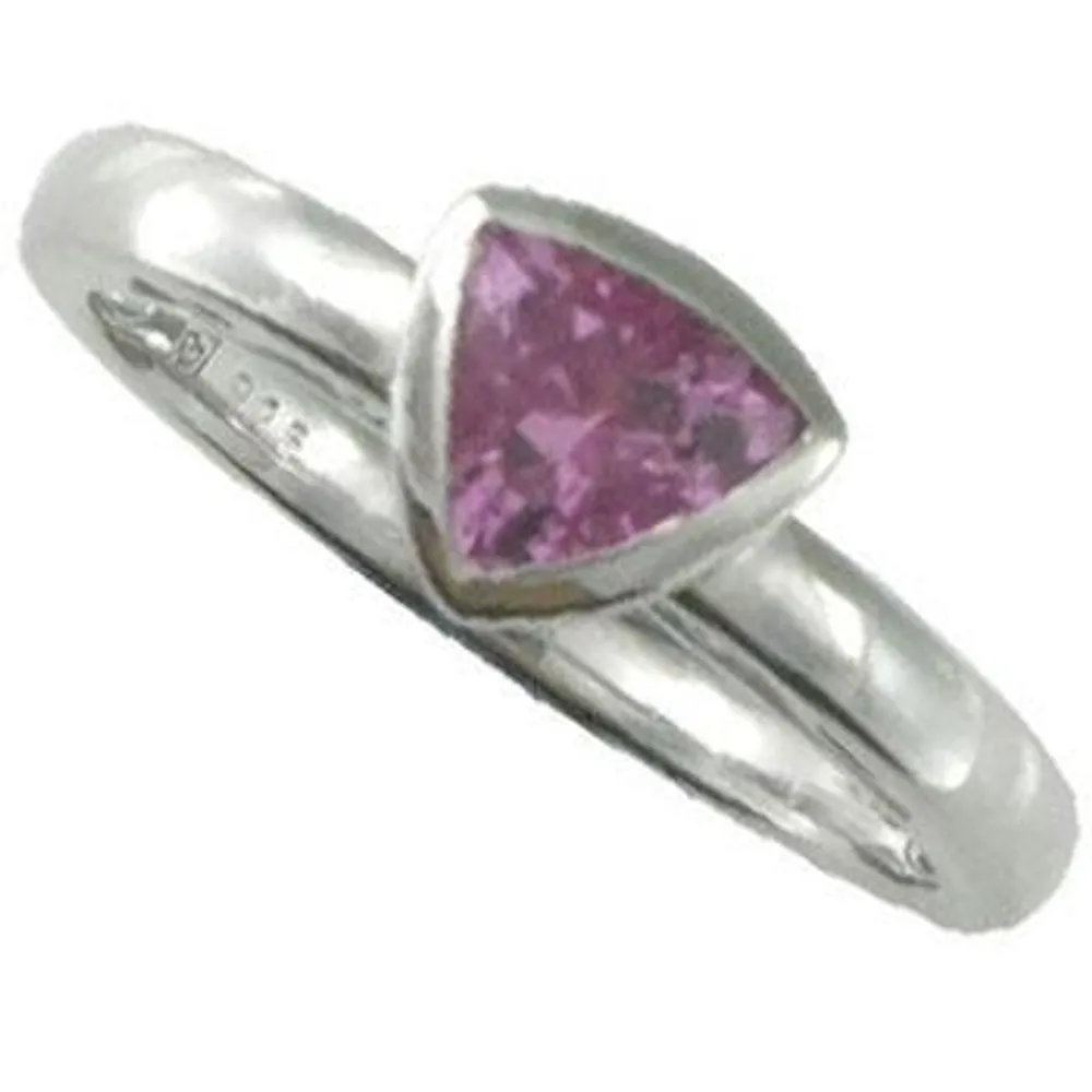 Sterling Silver Created Pink Sapphire Ring