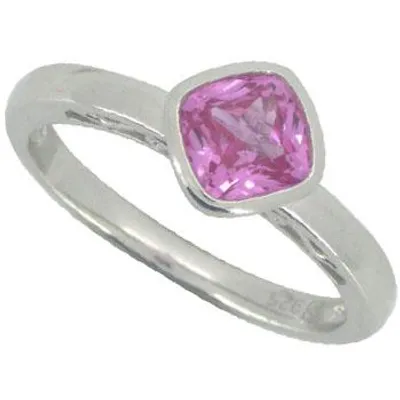 Sterling Silver Created Pink Sapphire Ring