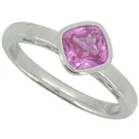 Sterling Silver Created Pink Sapphire Ring