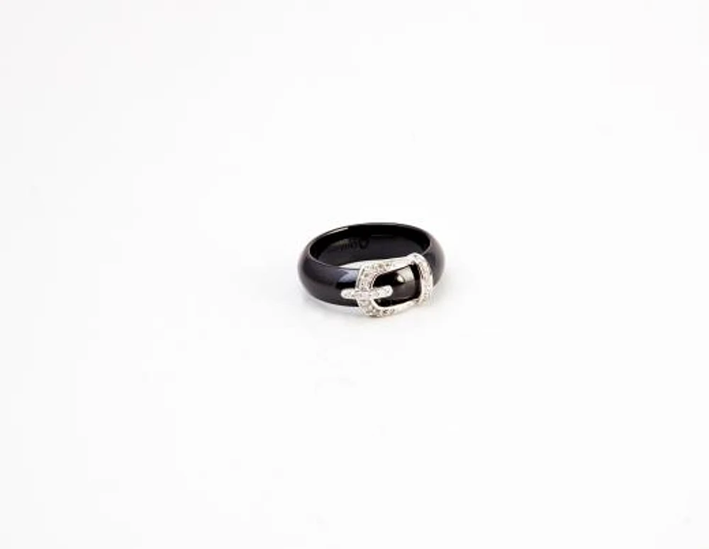 Black Ceramic Diamond Ring Size 7