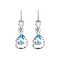 Sterling Silver Blue Topaz & Diamond Earrings