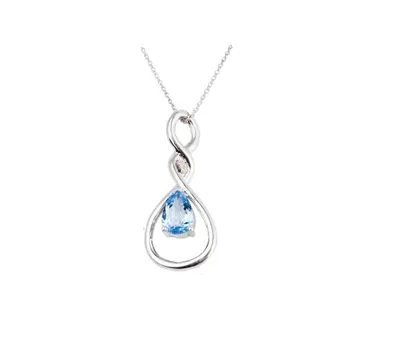 Sterling Silver Blue Topaz & Diamond Pendant