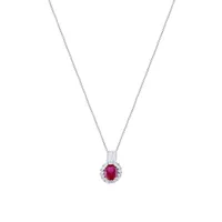 Sterling Silver Created Ruby & Created White Sapphire Pendant w/Chain