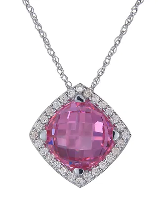 Sterling Silver Pink and Champagne Swarovski Cubic Zirconia Pendant