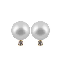 Saltwater White Pearl & Diamond Studs