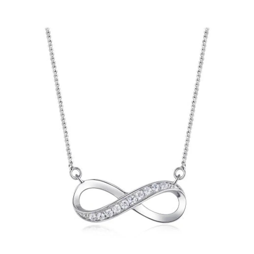 Sterling Silver Cubic Zirconia 19" Infinity Pendant