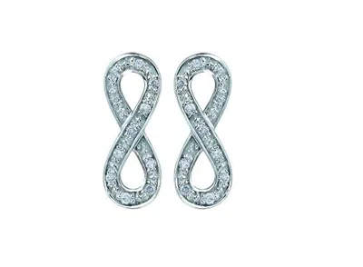 Sterling Silver Diamond Infinity Earrings