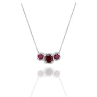 Sterling Silver Rhodolite Garnet & White Topaz Trinity Necklace