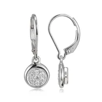 Elle "Scintillations" Machine Cubic Zirconia Round Leverback Earrings