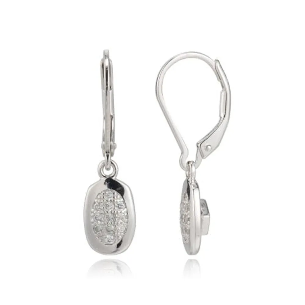 Elle Cubic Zirconia Rounded Leverback Earrings