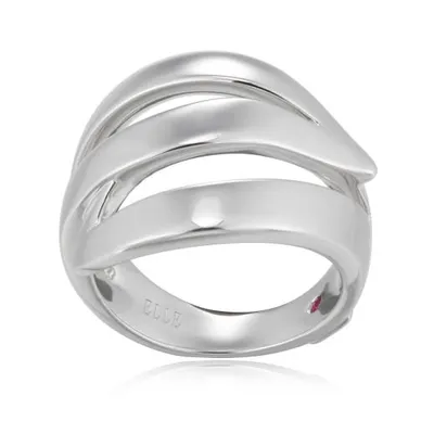 Elle Sterling Silver Rhodium Plated Wavy Ring