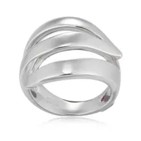 Elle Sterling Silver Rhodium Plated Wavy Ring