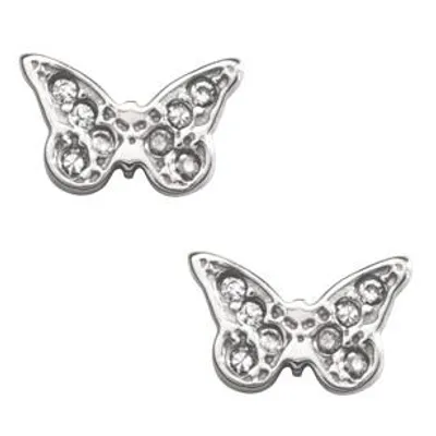 Children's Sterling Silver Cubic Zirconia Butterfly Safety Earrings