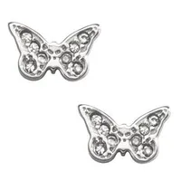 Children's Sterling Silver Cubic Zirconia Butterfly Safety Earrings