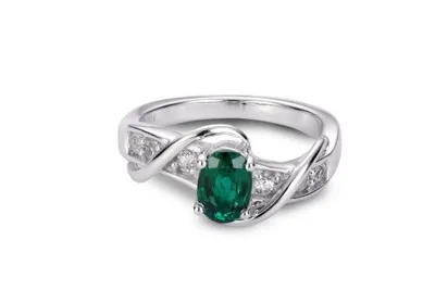 Sterling Silver Created Emerald and Created Sapphire Ring