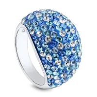 Crystal Creations Blue White & Aqua Ring Size 7