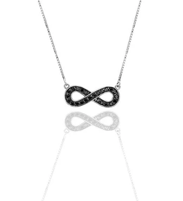 Midnight Diamond Sterling Silver 0.20CTW Infinity Necklace