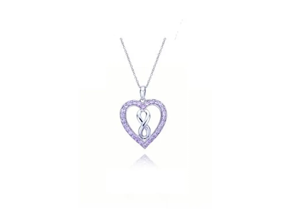 Sterling Silver Created Pink Sapphire Infinity Heart Pendant