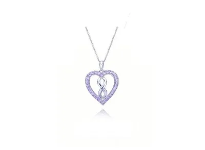 Sterling Silver Created Pink Sapphire Infinity Heart Pendant
