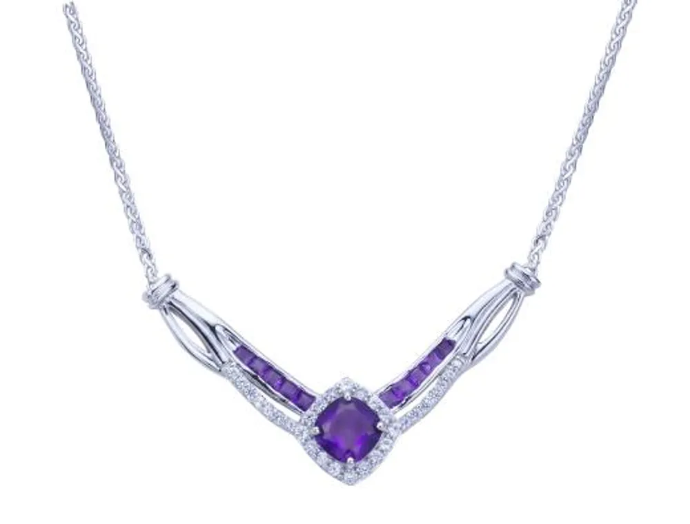 Sterling Silver Amethyst & Sapphire Necklace